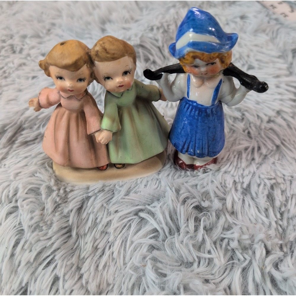Lot of 2 Vintage Porcelain Figurines Japan Angels Dutch Girl Home Decor